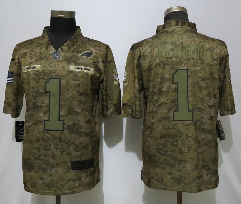 Men Carolina Panthers #1 Newton Nike Camo Salute to Service Limited NFL Jerseys